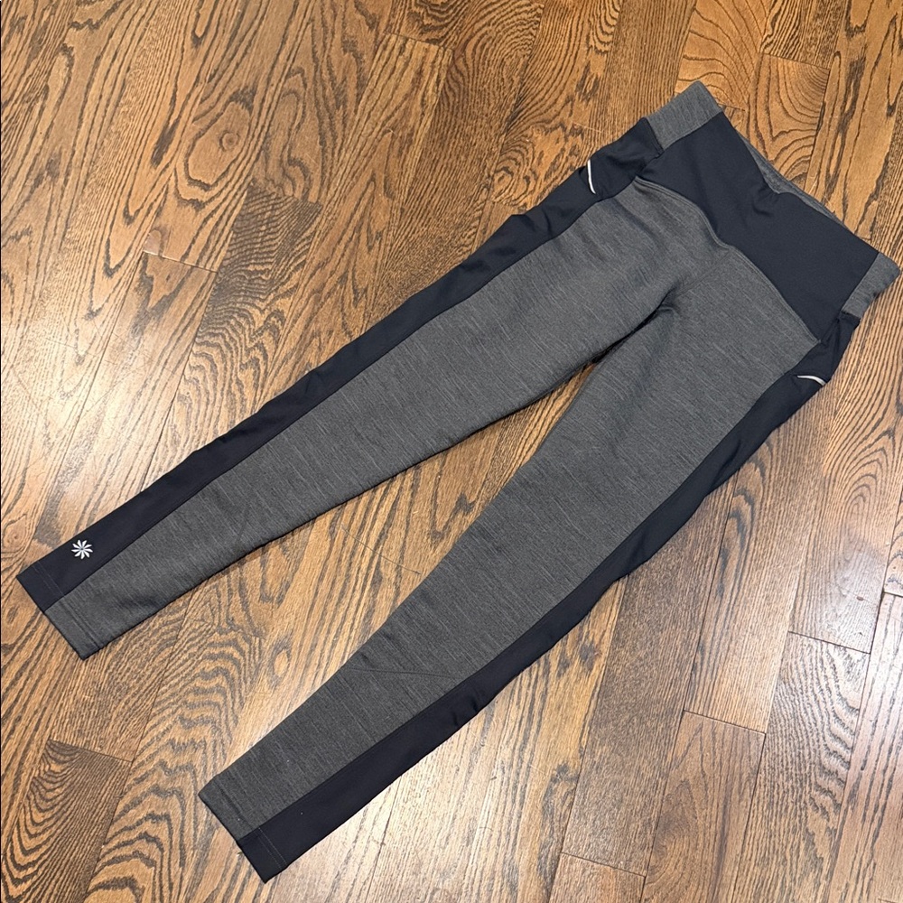 Athleta Gray and Black Performance Girls' Leggings with Side Panels